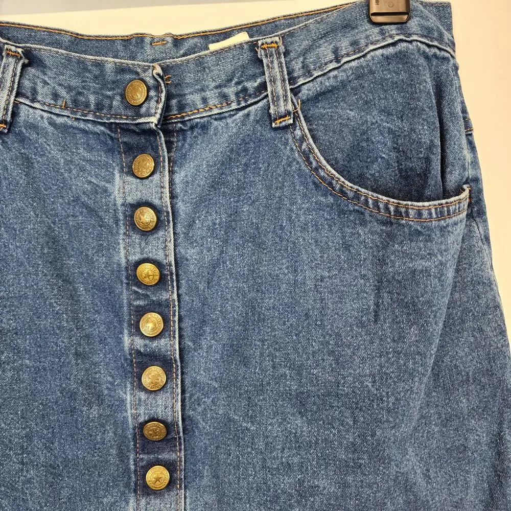 Vintage Womens Denim Mini Skirt Size 12 28" Blue Frayed Stuffed Shirt Jeanswear - Picture 5 of 9